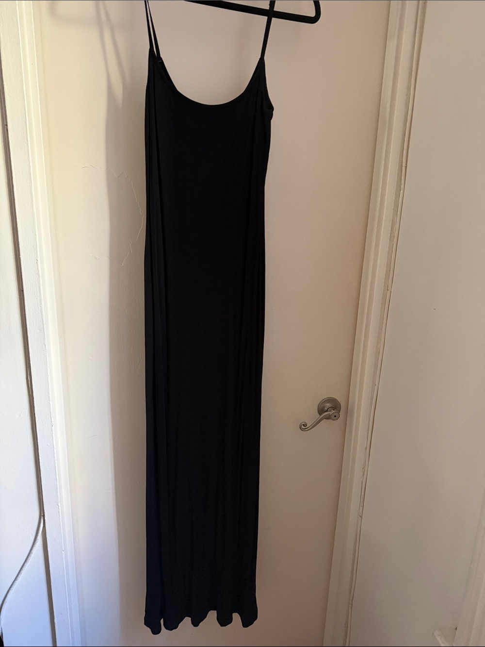 SKIMS Black Slip Maxi Dress with Thin Straps